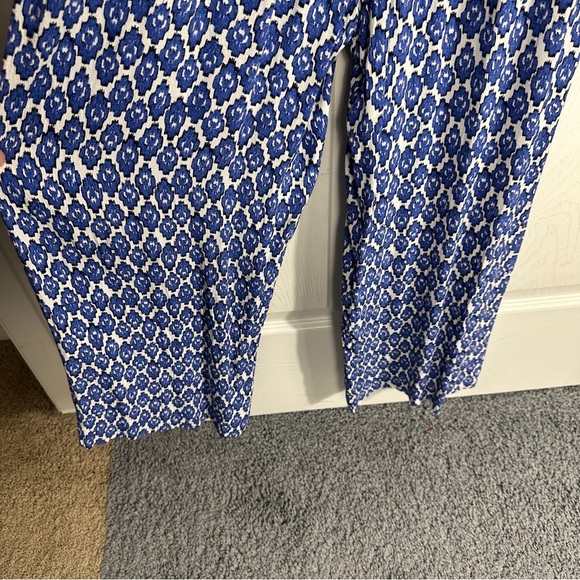 Talbots jumpsuit, size 10, blue/white, belted waist, back zip, wide leg - Picture 10 of 11